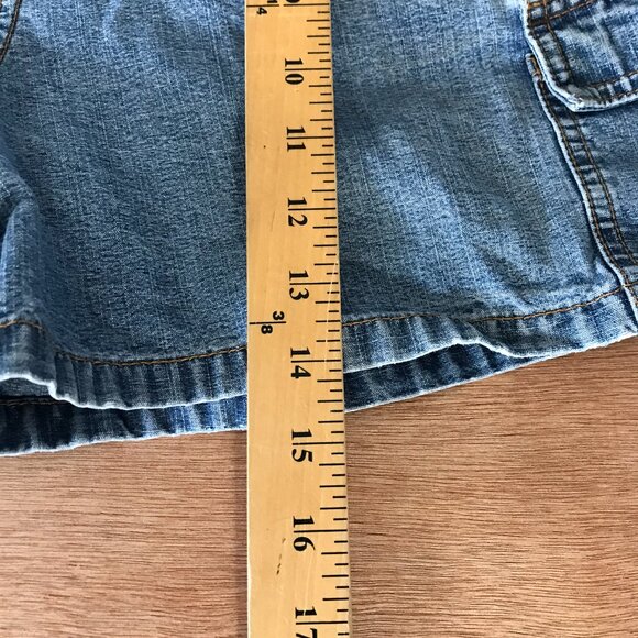 Riveted By Lee Cargo Shorts Women 12M Blue High Rise Medium Wash Stretch 18071 - Picture 6 of 12